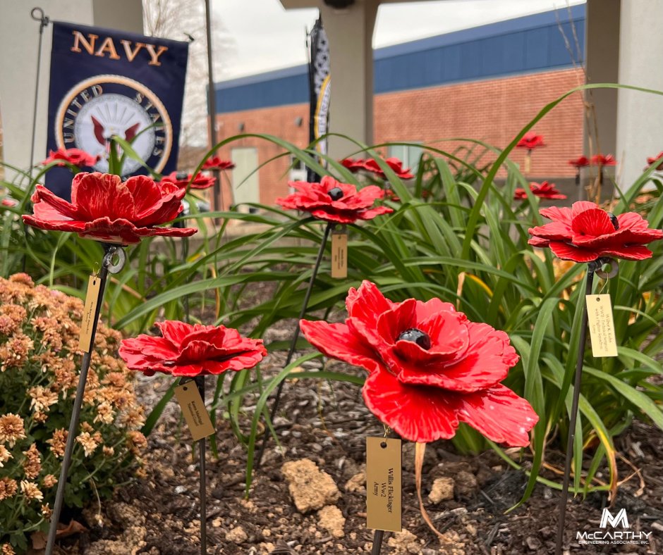 McCarthyEng's tweet photo. Proud to support Cocalico High School’s Veterans Garden Project honoring local heroes with 100 handcrafted poppies. Thank you to all involved! 🇺🇸 #VeteransDay #McCarthyEngineering https://t.co/RqO4pqlWR3