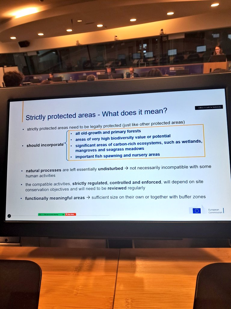 nico_fournier's tweet photo. Attending EU event on #StrictProtection in context of #EUBiodiversity Strategy. 
Good examples from EU MS on ongoing work,  definitions, passive/active intervention, link to restoration, OECMs...
10% target so important for #climate adaptation🌿, yet implementation is slow! https://t.co/sYzP5OkXWY
