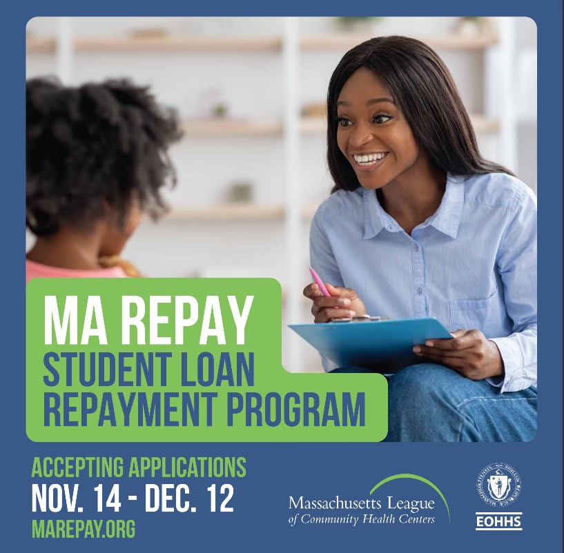 Are you a behavioral health or primary care professional committed to serving MassHealth and/or uninsured patients in MA? From 11/14-12/12, you can apply to the MA Repay Student Loan Repayment Program to reduce your student loans. Learn more: marepay.org/i-want-to-apply #MARepay