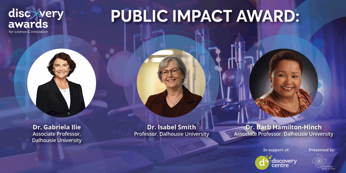 Research Nova Scotia (@_researchns) on Twitter photo Looking forward to presenting the Public Impact Award this Thursday at the #DiscoveryAwards, recognizing those whose research has improved the lives of Nova Scotians
Congrats to the finalists: <a href="/GabrielaIDr/">Gabriela Ilie</a>, Dr. Isabel Smith, & <a href="/barb_hinch/">Dr. Barb Hamilton-Hinch</a>
discoveryawards.ca
<a href="/DiscoveryCntr/">Discovery Centre</a> Looking forward to presenting the Public Impact Award this Thursday at the #DiscoveryAwards, recognizing those whose research has improved the lives of Nova Scotians
Congrats to the finalists: <a href="/GabrielaIDr/">Gabriela Ilie</a>, Dr. Isabel Smith, & <a href="/barb_hinch/">Dr. Barb Hamilton-Hinch</a>
discoveryawards.ca
<a href="/DiscoveryCntr/">Discovery Centre</a>
