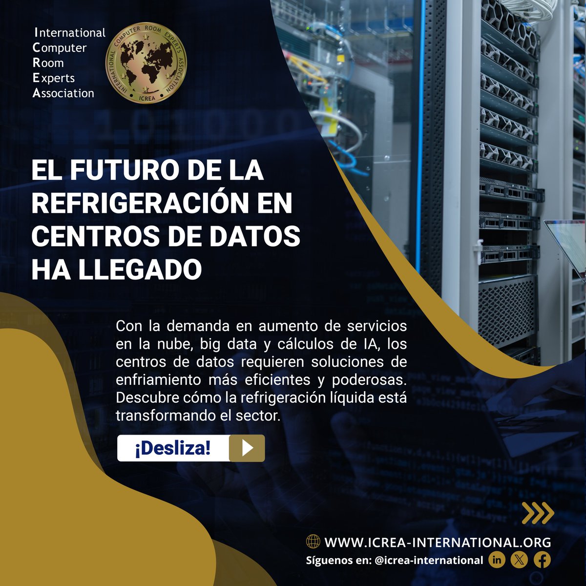 ICREAAuthority's tweet photo. 💡 ¡El futuro de la refrigeración en centros de datos está aquí! 💻❄️  A medida que la demanda de servicios en la nube, #bigdata y cálculos de IA sigue creciendo, los centros de datos necesitan enfriarse de manera más eficiente. https://t.co/Ub4icCPQDx