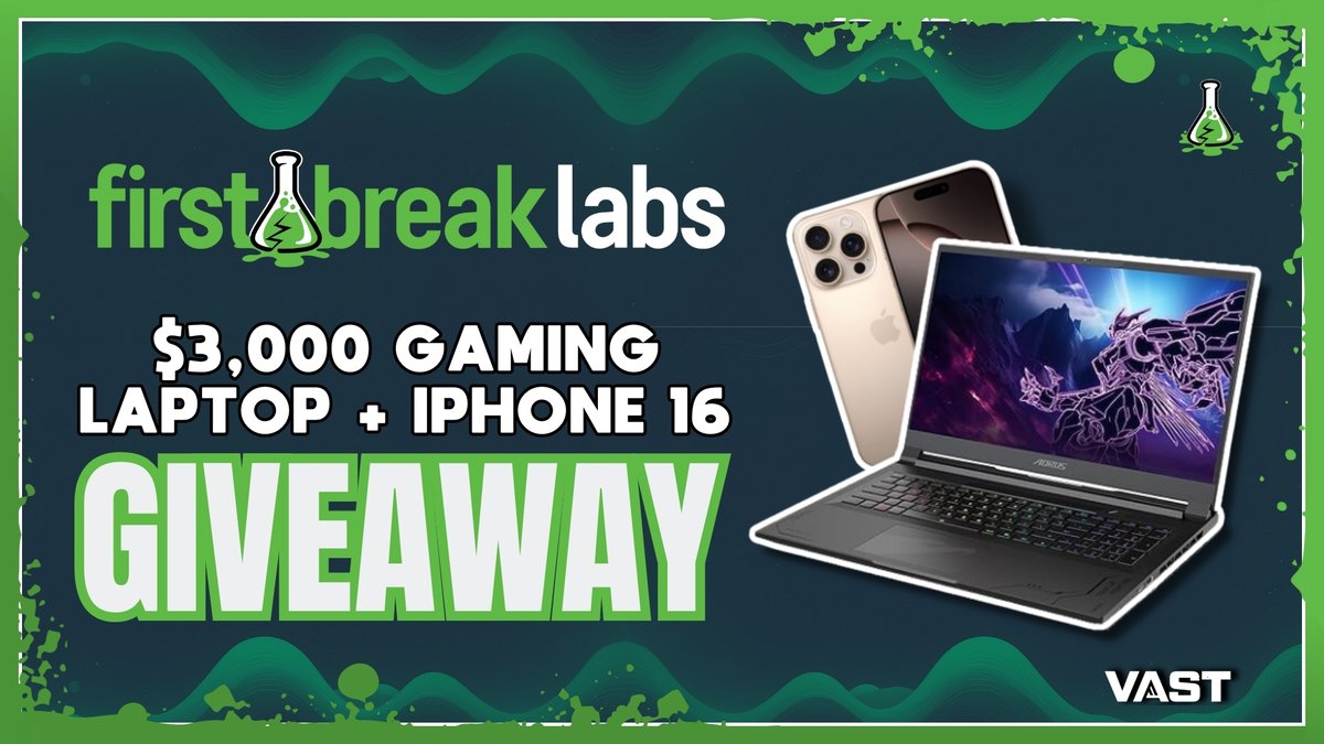 We're teaming up with Vast.GG for a $3,000 Gaming Laptop + iPhone 16 Giveaway!  

To enter, perform these tasks via the link below:  

🔁  Repost + Like          

✅  Follow <a href="/FirstBreakLabs/">First Break Labs</a> + <a href="/VastGG/">Vast</a> 

Enter Here: tinyurl.com/Vast-FirstBrea…