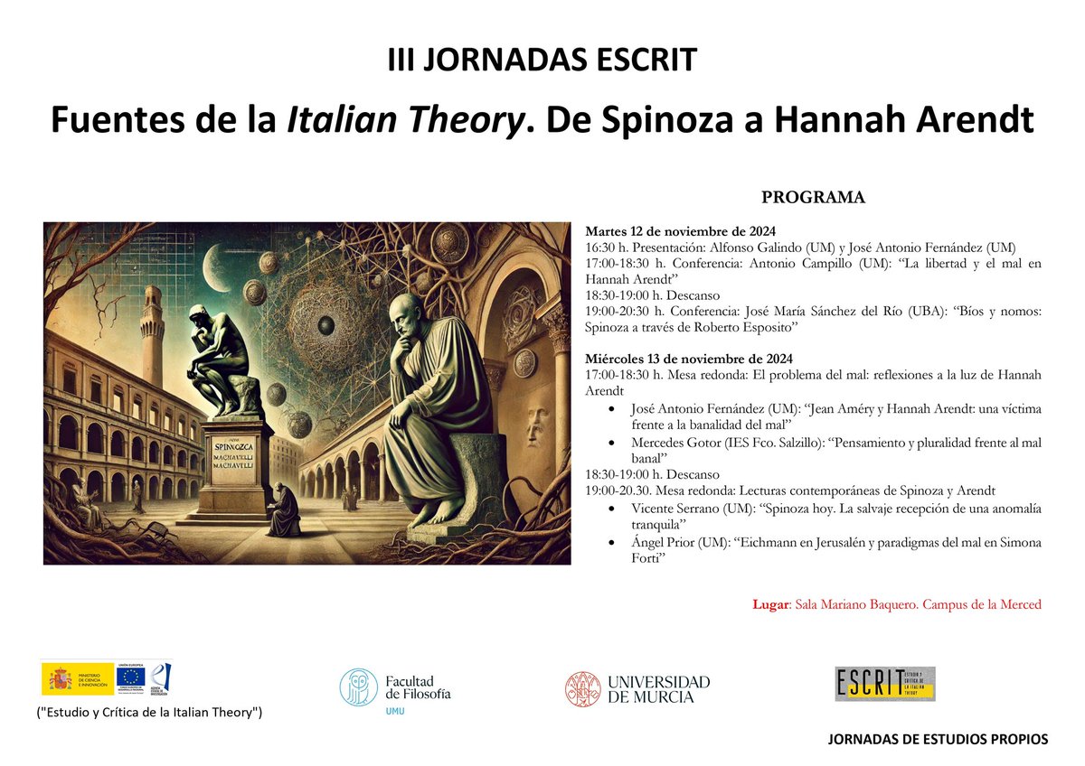 ESCRIT (@escrit_project) on Twitter photo Comenzamos nuestras III Jornadas ESCRIT dedicadas a las fuentes de la Italian Theory con especial énfasis en Hannah Arendt. Presentan <a href="/alfonsogalindoh/">Alfonso Galindo</a> y J.A. Fernández López. Comenzamos nuestras III Jornadas ESCRIT dedicadas a las fuentes de la Italian Theory con especial énfasis en Hannah Arendt. Presentan <a href="/alfonsogalindoh/">Alfonso Galindo</a> y J.A. Fernández López.
