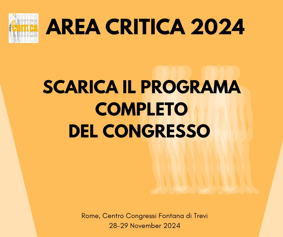 🌟 Il programma completo di #AREACRITICA24 è ora disponibile! 

Unisciti a noi il 28-29 nov a Roma per esplorare le sfide della medicina critica con esperti internazionali. 
Non perdere questa opportunità unica di apprendimento e networking! 

🔗areacritica.eu/iscriviti/