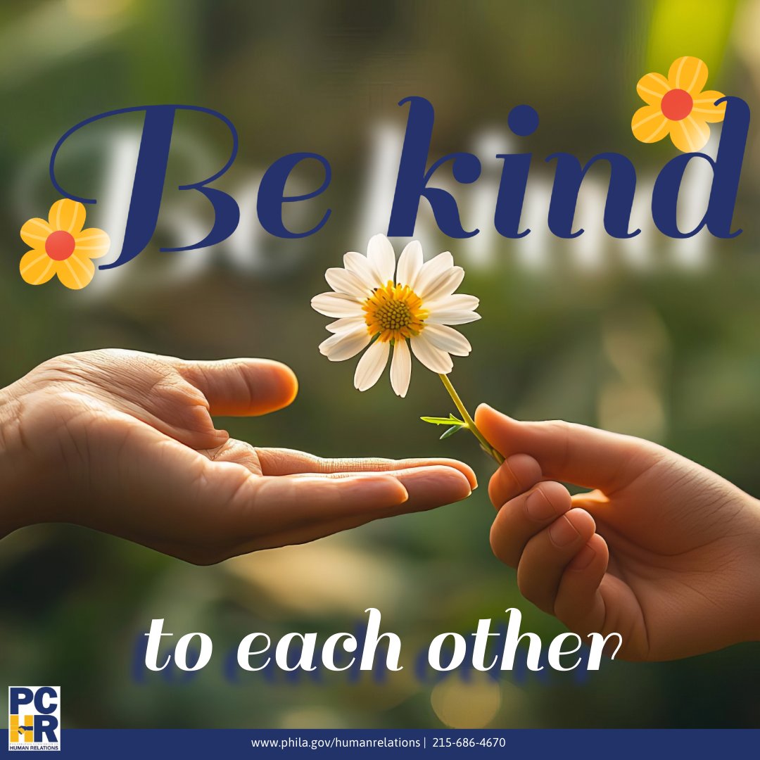 PhillyPCHR's tweet photo. World Kindness Day! Today, let’s celebrate the power of kindness — one of the simplest ways to connect and make the world a brighter place. Whether it’s a smile to a stranger or a helping hand to a friend, every act of kindness has the power to create a ripple effect. https://t.co/MfryQsbmWh