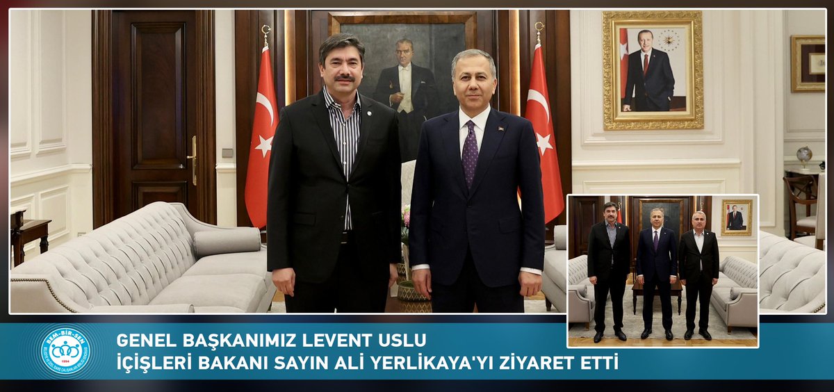 Genel Başkanımız 
Levent Uslu

Genel Başkan Yardımcımız
Ahmet Temel

T.C. İçişleri Bakanı 
Sayın Ali Yerlikaya'yı 
makamında ziyaret ederek, istişareler gerçekleştirdi. 

<a href="/AliYerlikaya/">Ali Yerlikaya</a> 
<a href="/TC_icisleri/">T.C. İçişleri Bakanlığı</a> 

⤵️
bembirsen.org.tr/genel-baskanim…