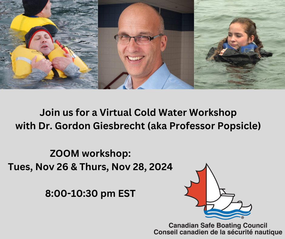 csbc_bt_tips's tweet image. Join us for a virtual Cold Water Workshop with Dr. Gordon Giesbrecht, &amp;amp; learn everything you need to know about surviving an accidental cold water immersion. 

Tues, Nov 26, &amp;amp; Thurs, Nov 28, 8:00 pm-10:30 pm EST, &amp;amp; costs only $100. Register today:
csbc.ca/en/events/cold…