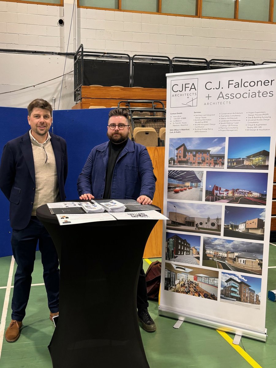 CJFAArchitects's tweet photo. C.J. Falconer & Associates’ Aaron Falconer and Chris Falconer, were delighted to attend South East Technological University’s  ‘Built Environment & Architecture Careers Fair’ this morning, which took place at @SETUIreland's Waterford Cork Rd. Campus. It was a great opportunity to meet with students and graduates, talk about the industry, and discuss future opportunities at CJFA.

Many thanks to the SETU Careers Development Centre Waterford (@careers_SETUWD) for their work in organising the event.

#CJFA #Architecture #Careers #GraduateJobs #SETU