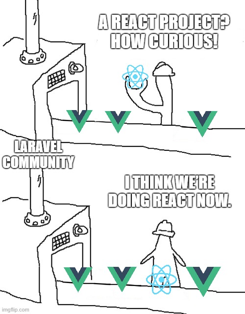 MrPunyapal's tweet image. When you’re in a Vue-dominated Laravel community and suddenly a React project shows up… 😅 

#Laravel #Vue #React #php