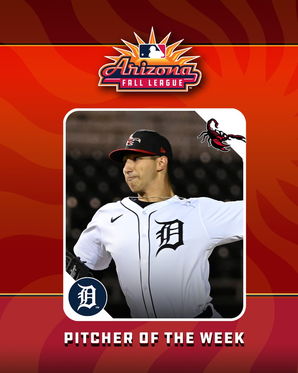 The @Tigers' Jake Miller, who struck out 8 batters and allowed just 1 hit in 4 scoreless frames, is the Arizona Fall League Pitcher of the Week: atmlb.com/4fHkLut