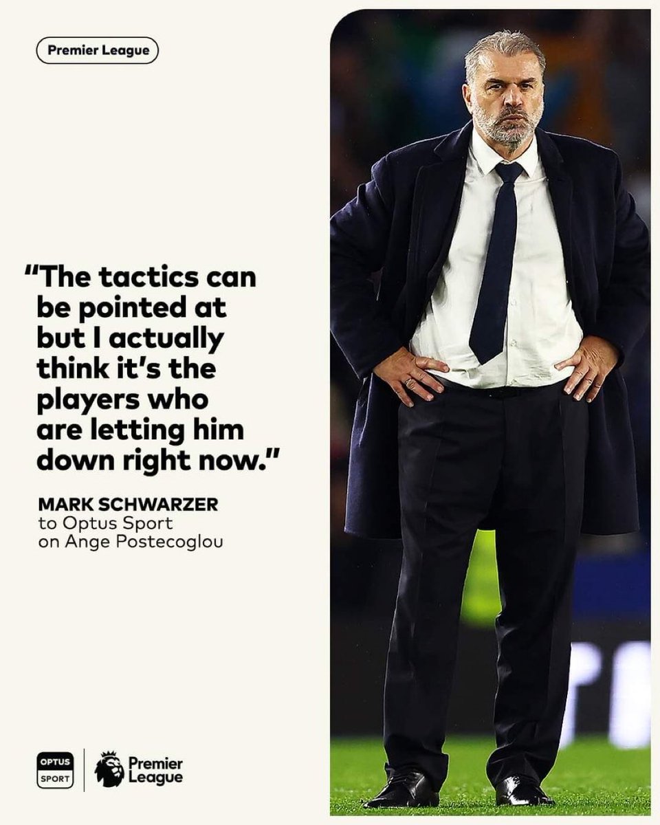 footballconfid1's tweet photo. Goalkeeping legend Mark Schwarzer has blamed the players for Tottenham’s recent bad results, and is backing Big Ange Postecoglou to succeed…
Do you agree? 🤔
#THFC #COYS 🤍💙❤️🩹 #TOTIPS https://t.co/1ec7Z1voT9