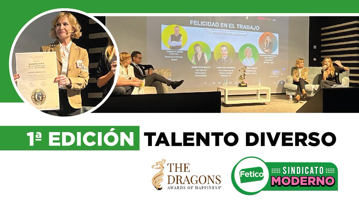 sindicatofetico's tweet photo. 🌈✨ ¡Hoy en Talento Diverso hemos brillado con nuestra Vicesecretaria General, Charo Torres! ✨🌈
💼 Como Ambassador de los #AwardsofHappiness, resaltó que en #Fetico creemos en un espacio de trabajo donde todos se sientan valorados. 🙌❤️
¡A por un mundo laboral mejor! https://t.co/C5WouH8O0Q