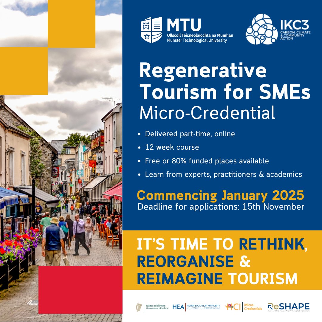 IKC3 Project (@ikc3_project) on Twitter photo We're excited to partner with <a href="/ReSHAPESkills/">ReSHAPE Project</a> to offer FREE places on the Regenerative Tourism for SMEs micro-cred. In addition to 80% funding from the HCI Learner Fee Subsidy, ReSHAPE will fund the remaining 20% for learners living/working in the Midlands. ikc3.ie/knowledge-cent… We're excited to partner with <a href="/ReSHAPESkills/">ReSHAPE Project</a> to offer FREE places on the Regenerative Tourism for SMEs micro-cred. In addition to 80% funding from the HCI Learner Fee Subsidy, ReSHAPE will fund the remaining 20% for learners living/working in the Midlands. ikc3.ie/knowledge-cent…