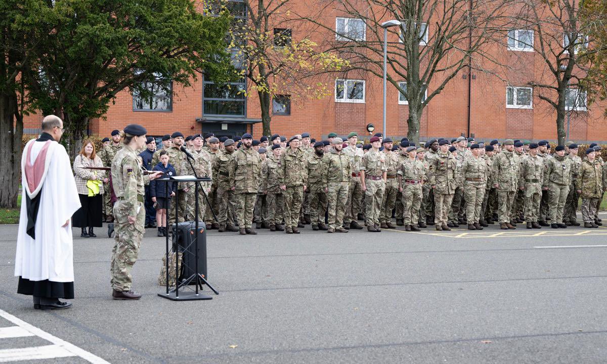 Defence Medical personnel yesterday paused in Remembrance during a ceremony at its Headquaters at DMS Whittington to mark Armistice Day. #LestWeForget #WeWillRememberThem