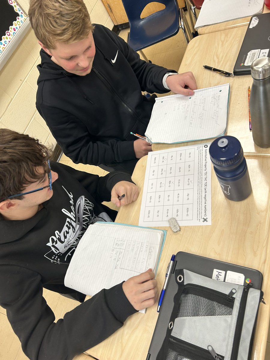 MuszynskiLauren's tweet photo. Playing Distributive Property Tic Tac Toe today to introduce the concept of expanding algebraic expressions @StMarkDPCDSB https://t.co/brjigJ8Zhr