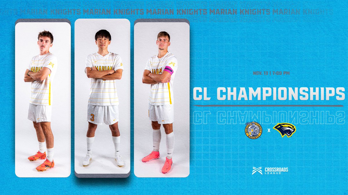 Marian Knights (@muknights) on Twitter photo ⚽️| GAMEDAY
IT'S CHAMPIONSHIP TIME🏆🏆
Come out to Ascension St. Vincent Field tonight to cheer on <a href="/MarianMSOC/">Marian University Men's Soccer</a> as they take on Spring Arbor for the Crossroads League Championship starting at 7:00 p.m. ⚽️| GAMEDAY
IT'S CHAMPIONSHIP TIME🏆🏆
Come out to Ascension St. Vincent Field tonight to cheer on <a href="/MarianMSOC/">Marian University Men's Soccer</a> as they take on Spring Arbor for the Crossroads League Championship starting at 7:00 p.m.