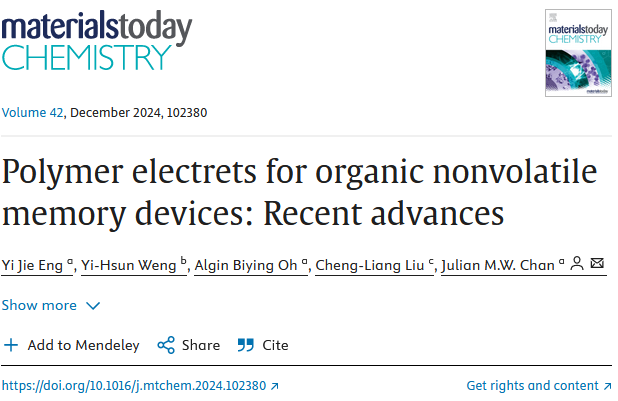 JMWChan's tweet photo. Our review article on polymer electrets for organic nonvolatile memory devices is now out in Materials Today Chemistry:
https://t.co/Bn7LJcu2t8 https://t.co/Xdkty4DfOd