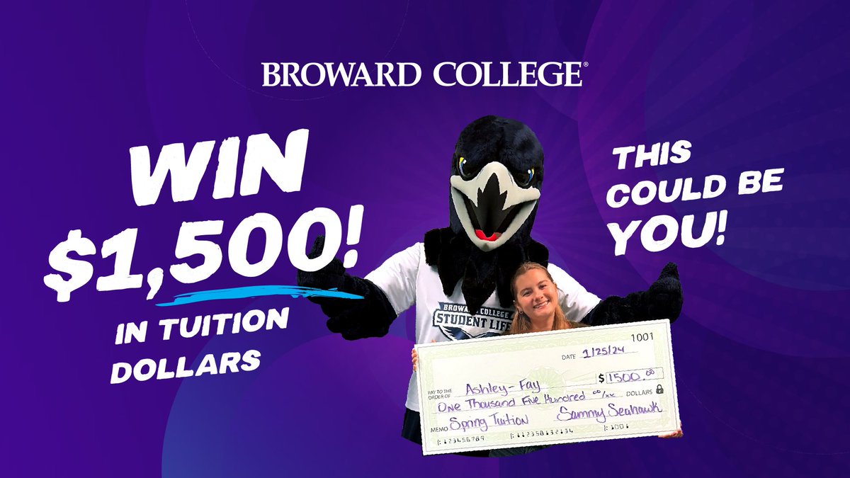 BrowardCollege's tweet image. Seahawks, register for spring classes by Nov. 26 and you could win $1,500 toward your tuition! 💰 That's free money to help you succeed in 2025. Don't miss this amazing opportunity - visit broward.edu/registration to enter. 

#BrowardCollege #SpringRegistration #BCProud