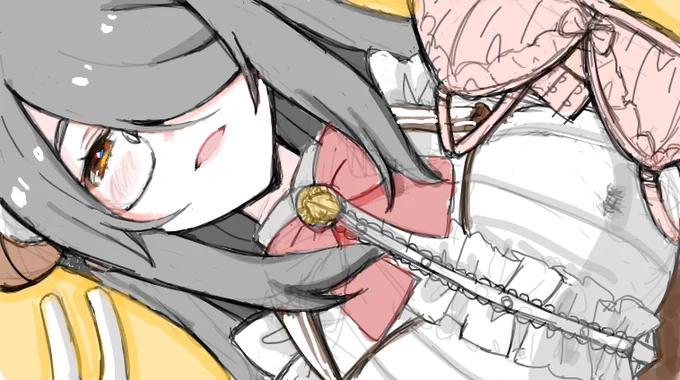 伊藤ライフ()のブラを描きました!!!豪華なコラボめちゃめちゃ本当に楽しかったな～～～!笑いすぎておなか痛い…!あとP丸様。はノンデリじゃないぞ!#神絵師お絵描き伝言ゲーム #絵東ライフ 