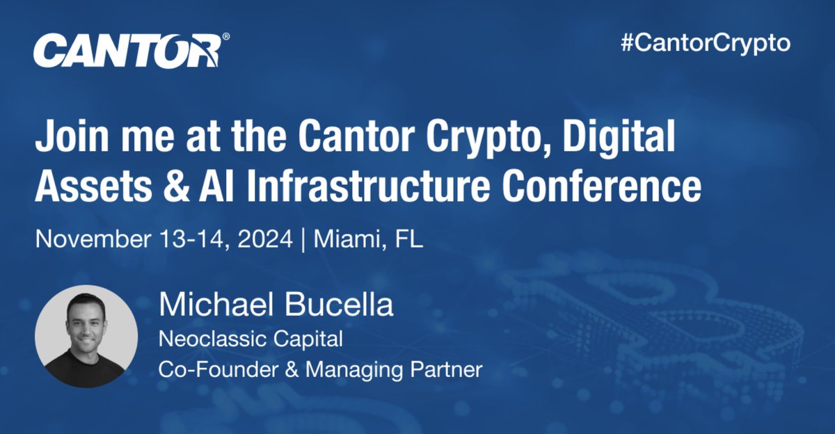 MikeBucella's tweet image. Here&apos;s a speaker card with my face on it ...
More importantly, I&apos;ve got the Satoshi whisperer, himself, @ScottiePippen coming through for the Cantor Fitzgerald Crypto Conference this week in Miami, Florida...

$BTC $BALL #CantorCrypto
