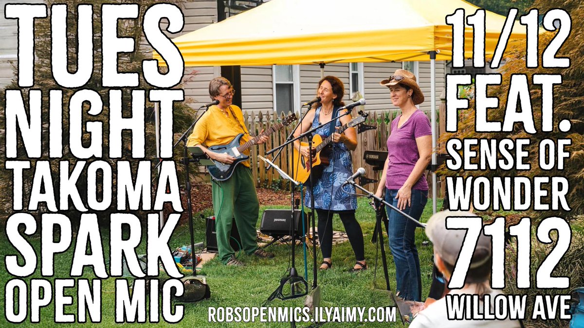 Tonight in Takoma Park, open mic at the SPARK at School of Musical Traditions. Signup at 6.30, music at 7pm with the featured artist that taught ME about open mics one BILLION years ago! Sense of Wonder! 
ilyaimy.com/events/the-tak…