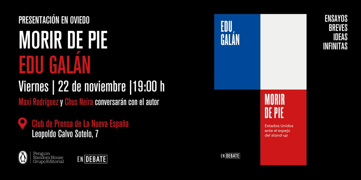 Si nos lees desde #Oviedo, apunta ⬇️

🗓️ 22 de noviembre
⏰ 19h
📖 <a href="/edugalan/">Edu Galán</a> charlará con <a href="/MaxiRodriguez33/">Maxi Rodriguez</a> y <a href="/ChusNeira/">Chus Neira</a> sobre «Morir de pie»
📍 <a href="/ClubprensaLNE/">Club Prensa LNE</a>