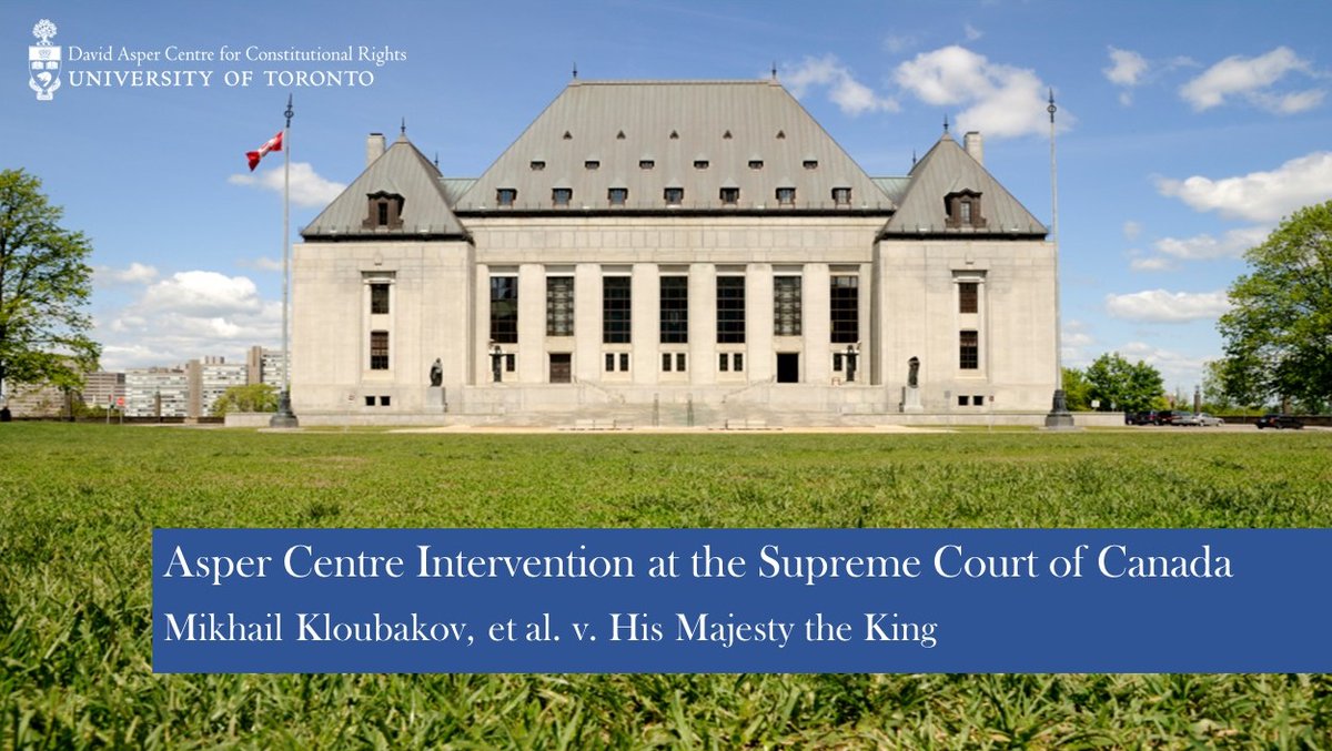 Asper Centre (@aspercentre) on Twitter photo We are intervening today <a href="/SCC_eng/">Supreme Court of Canada</a> in Kloubakov, a case about the constitutionality of some of Cda's #sexwork provisions. Our intervetion focuses on the framework for the section 7 analysis.
READ: aspercentre.ca/constitutional…
Many thanks to our counsel <a href="/SGAylward/">Stephen Aylward</a> & <a href="/Gerald_Chan_law/">Gerald Chan</a>🙏 We are intervening today <a href="/SCC_eng/">Supreme Court of Canada</a> in Kloubakov, a case about the constitutionality of some of Cda's #sexwork provisions. Our intervetion focuses on the framework for the section 7 analysis.
READ: aspercentre.ca/constitutional…
Many thanks to our counsel <a href="/SGAylward/">Stephen Aylward</a> & <a href="/Gerald_Chan_law/">Gerald Chan</a>🙏