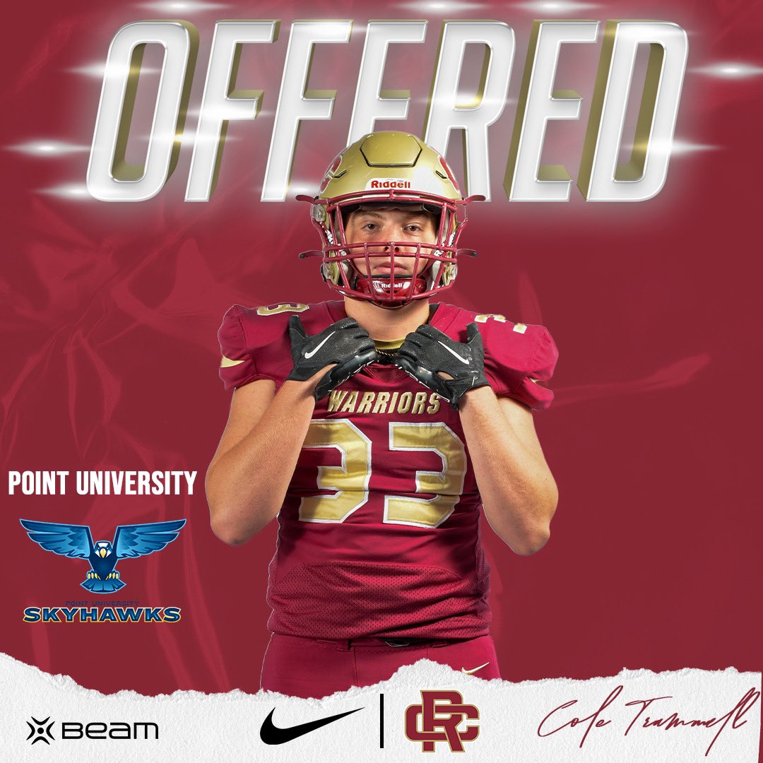 Big Congrats to <a href="/ColeTrammell3/">Cole Trammell</a> !
Cole has earned an offer from Point University! Your dedication is paying off – we’re excited to see what’s next! 💪🏈 #GoWarriors #NextLevel
