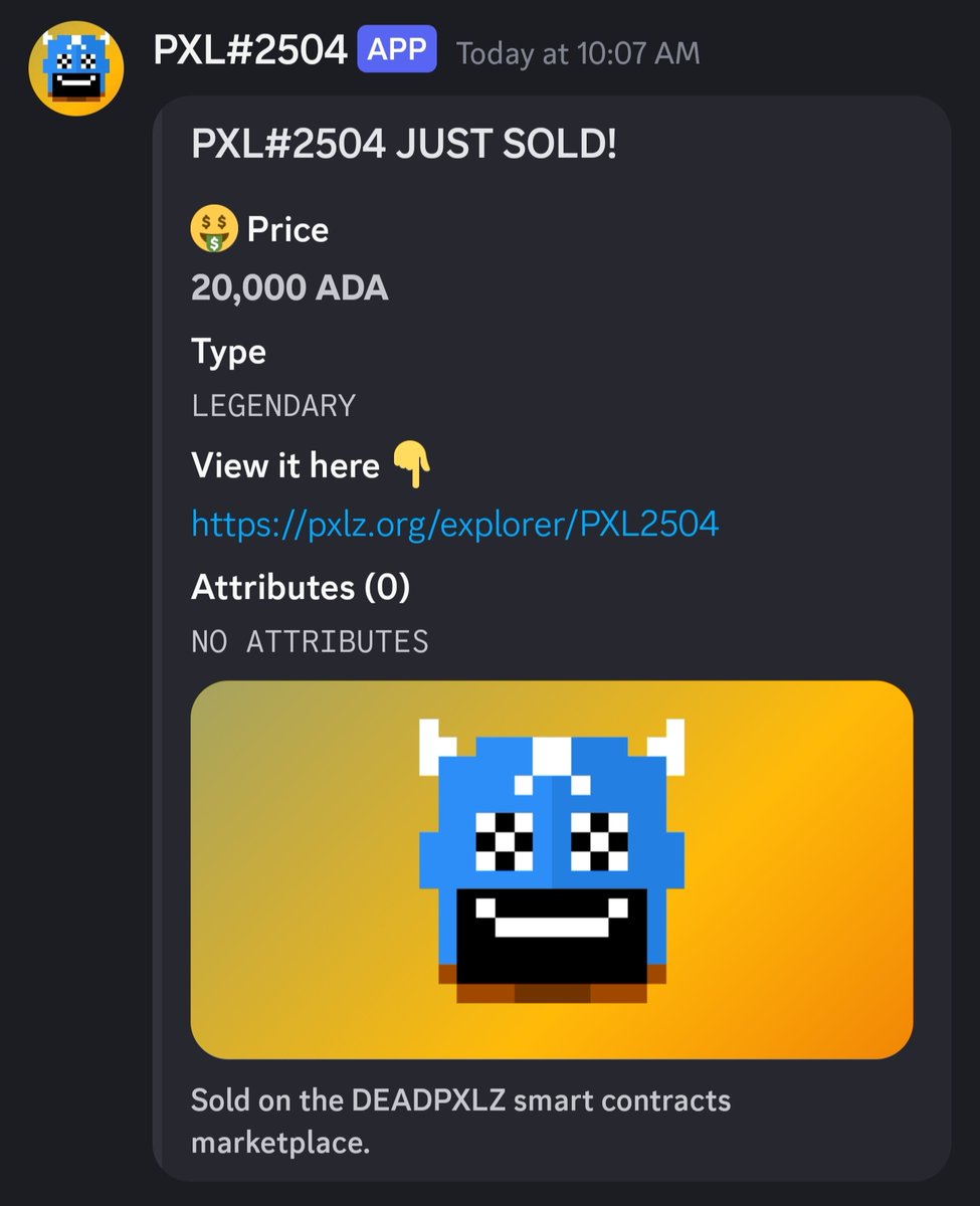 pxlzNFT's tweet photo. 🚨 BREAKING: A Legendary PXL has just sold for 20,000 $ADA!

Only 10 / 10,000 PXLZ are one-of-a-kind Legendaries 🤯

Congrats buyer and seller! https://t.co/HaWUt2eFJC