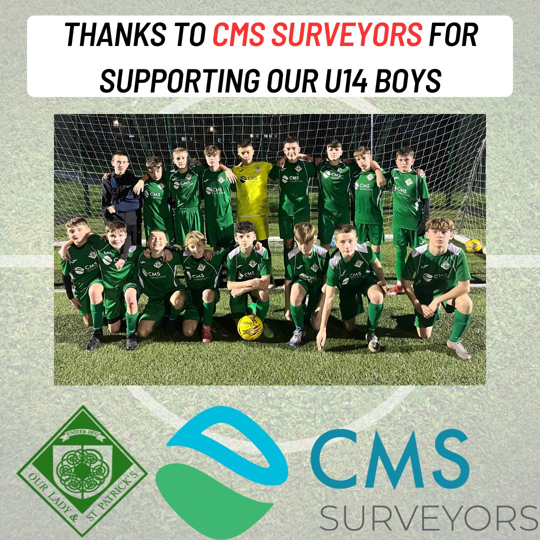 Huge thanks to <a href="/cmssurveyors/">CMS Surveyors Ltd</a> who recently bought our U14 boys a new set of kits. #Uniterdeo <a href="/OLSPHigh/">OLSP</a>