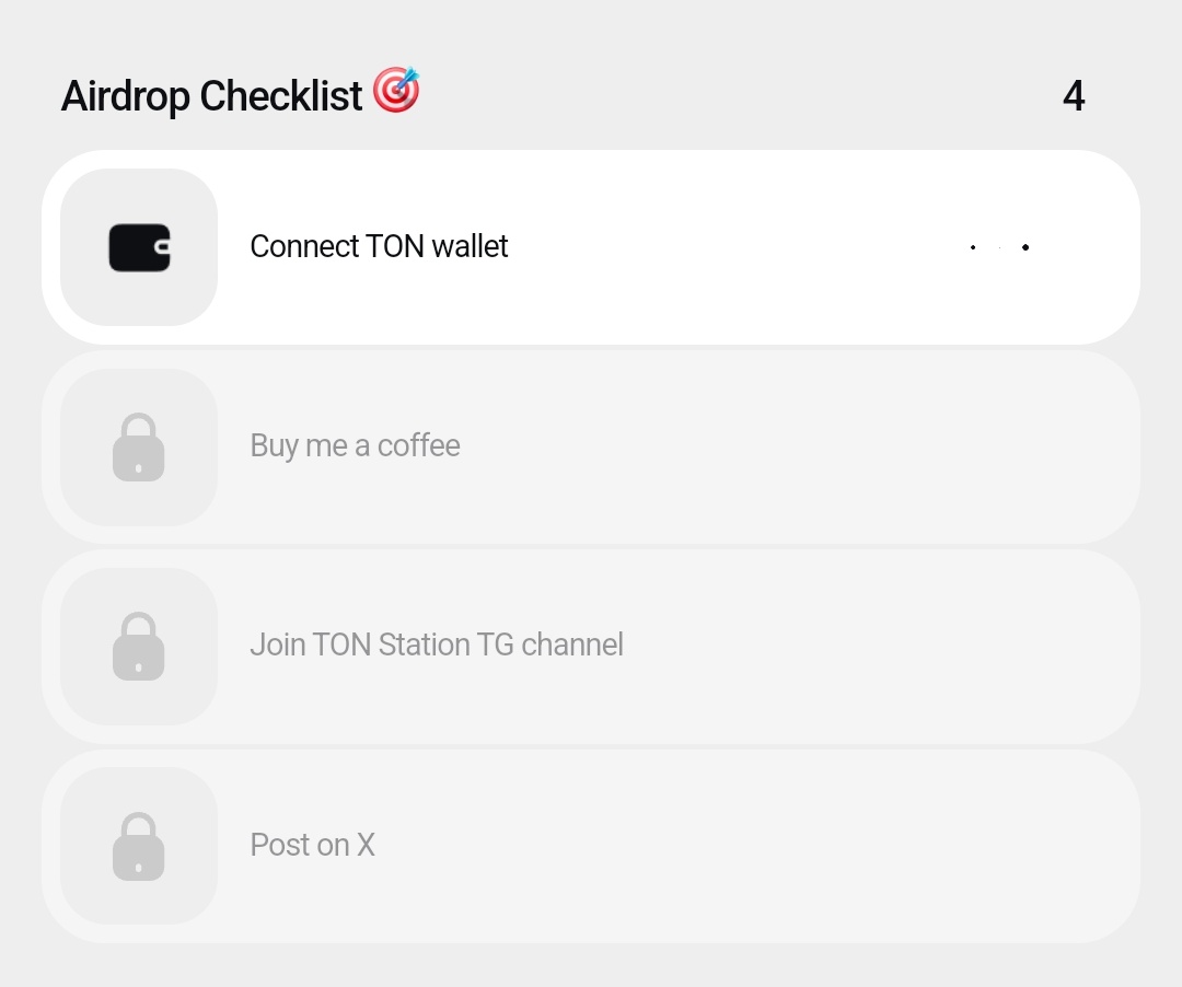 TON Station's airdrop is around the corner! Don't forget to complete the 4 tasks to be eligible.