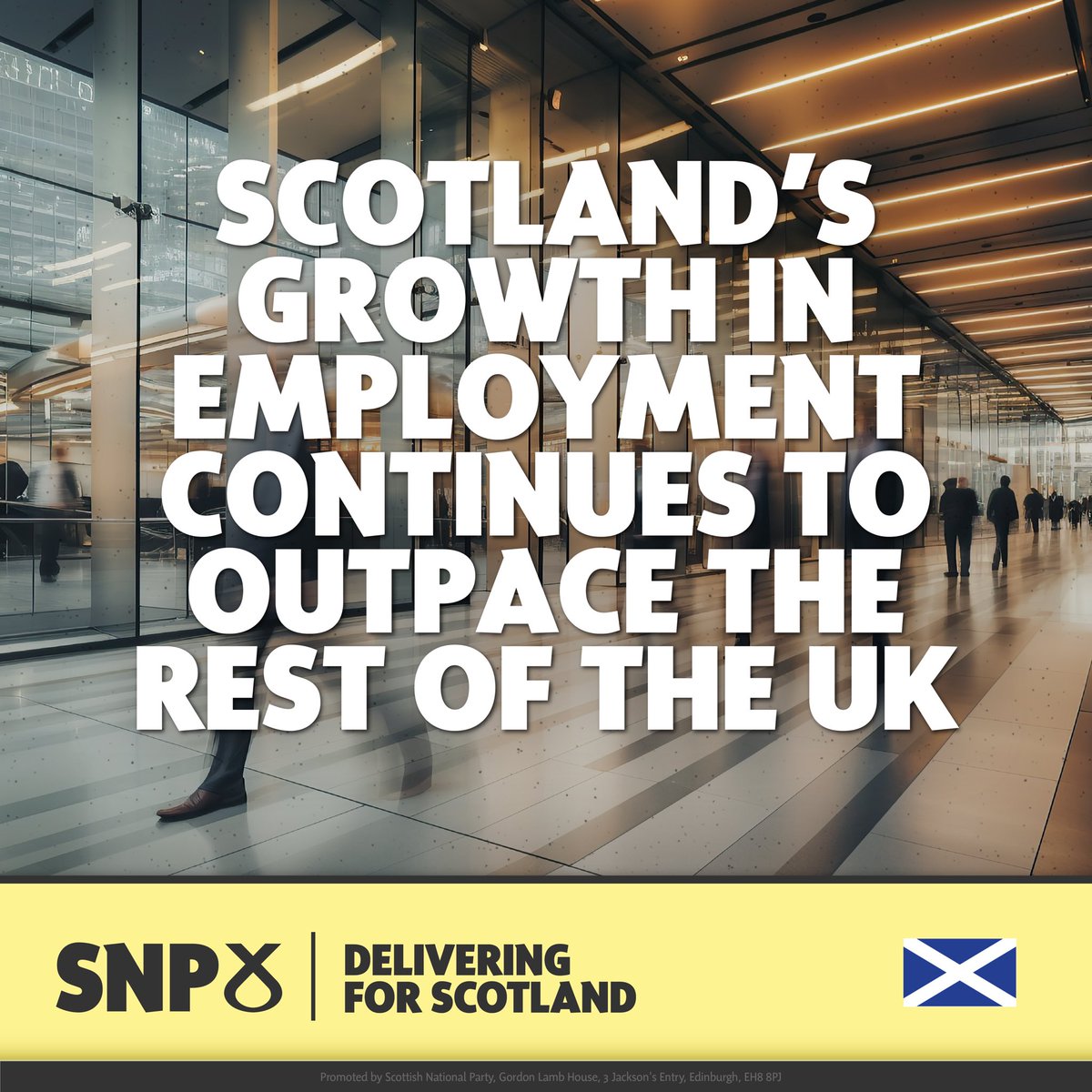 theSNP's tweet photo. 📈 Scotland has seen the second highest growth in employment in the UK this month.

🇪🇺 We were second only to Northern Ireland - which unlike Scotland, has access to the EU single market.

🏴󠁧󠁢󠁳󠁣󠁴󠁿 Scotland continues to enjoy a higher employment rate than England. https://t.co/470ey7gDUL