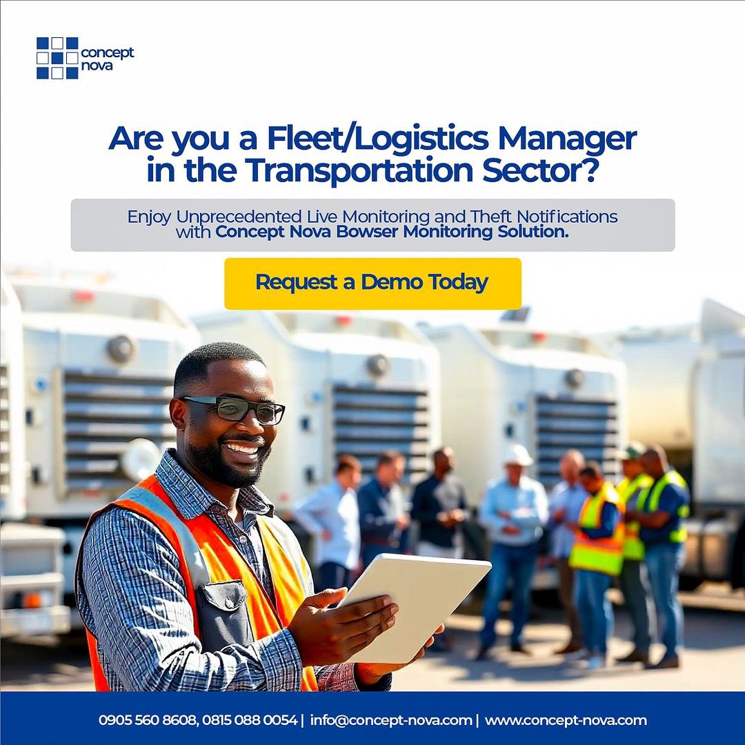concept_nova's tweet photo. Running a logistics business? Protect your business today against fuel theft with our Bowser Monitoring Solution.
Learn more: https://t.co/iWh6mGxKce
Call 09055608608
๐ง info@concept-nova.com.
#FuelSecurity #TheftPrevention #RealTimeMonitoring #ConceptNova https://t.co/ms22gvmtbi