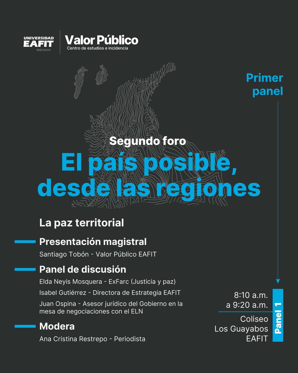 Este es el primero de cuatro paneles que conformarán el segundo foro #ElPaísPosible. Será la oportunidad para discutir asuntos relacionados con descentralización administrativa, paz territorial y autonomía fiscal territorial. 
Recuerden inscribirse: forms.office.com/r/vD15dB2nvN