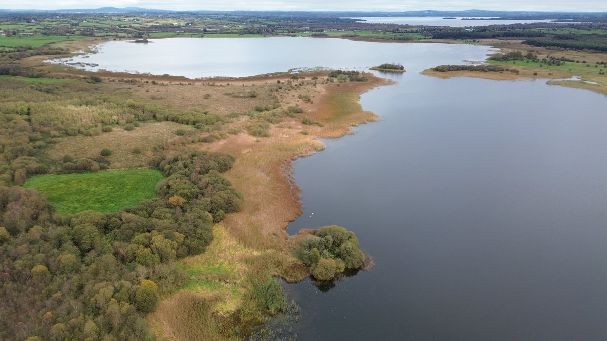 DiscProg's tweet photo. Last month we were out onsite getting some (pretty epic!) UAV footage of Lough Kinale. This is part of an ongoing project with @NMIreland on the Lough Kinale Book Shrine. 
Spot the crannog! https://t.co/gyWAbcP8H9