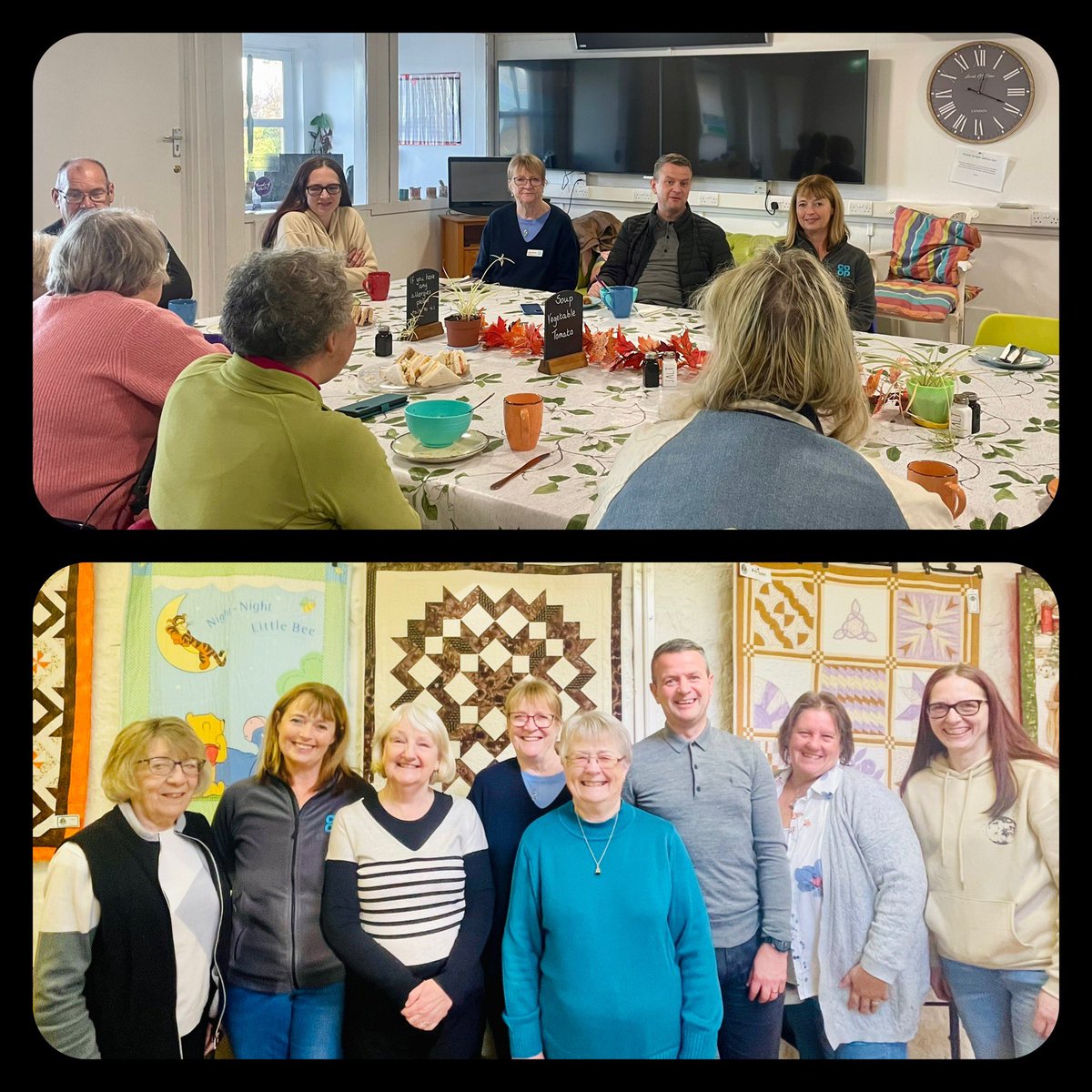 Fab day in the #Community with <a href="/coopuk/">Co-op</a> Ops Manager <a href="/Poody1976/">David McDougall</a> my National Members Council Buddy <a href="/gill_chasemore/">Gill Chasemore</a> and Store Manager <a href="/SarahJaneMalon2/">Sarah-Jane Malone</a> visiting #IslayQuilters and the #WarmHub on #Islay. David charmed them all!😂