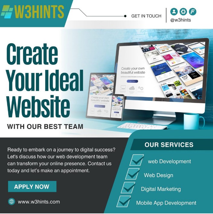 w3hints's tweet image. Looking to elevate your online presence? 🚀 At W3HINTS, we specialize in web development, digital marketing, and graphic design to help your business stand out. Let&apos;s build something amazing together! 🌐 #WebDevelopment #DigitalMarketing #GraphicDesign #BusinessGrowth #W3HINTS