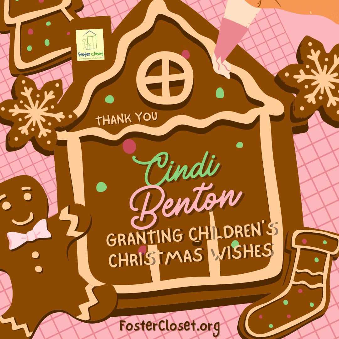 FosterCloset's tweet photo. Thanks to donors like Cindi, we are able to Grant Children’s Christmas Wishes who are entering foster care. #christmas

https://t.co/nuZ4eLPhHd https://t.co/ywSl0yV1RH