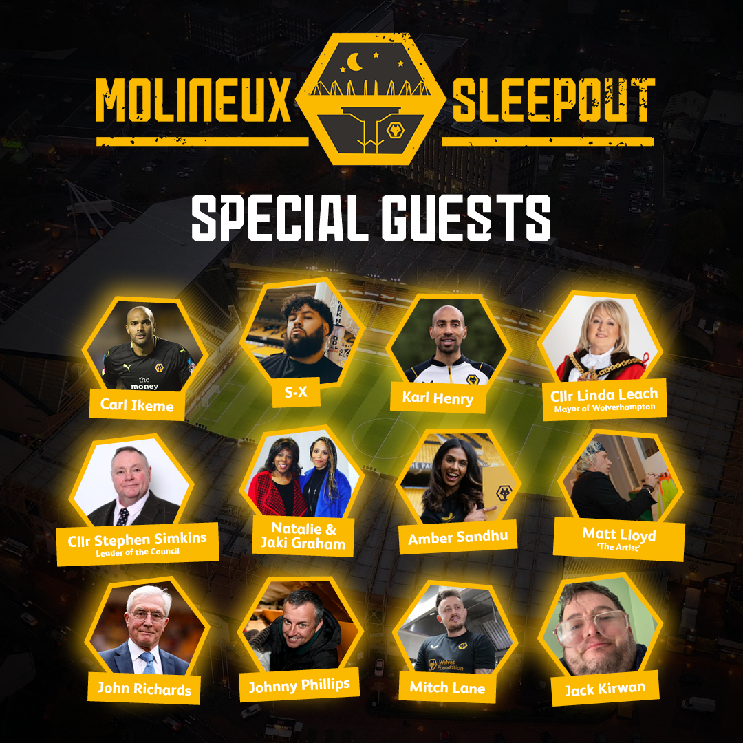 🥳 It's #MolineuxSleepout💤 week..

Here's your Special Guest line-up 📋

🎟️ register.enthuse.com/ps/event/Molin…