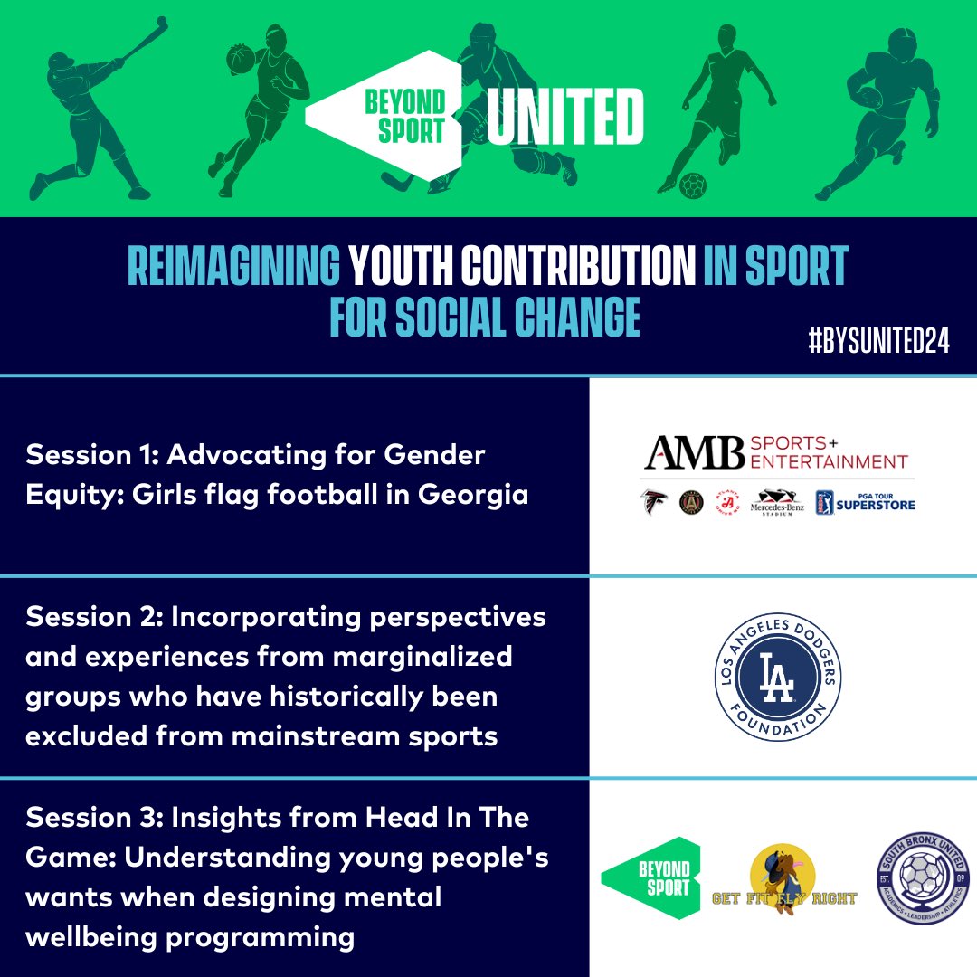 Next Up we're 'Reimagining Youth Contribution in #SportforSocialChange' with workshops from AMB Sports + Entertainment, <a href="/DodgersFdn/">Dodgers Foundation</a> + #BeyondSport, <a href="/getfitflyright1/">getfitflyright</a> &amp; <a href="/SBronxUnited/">South Bronx United</a>! #BYSUnited24
