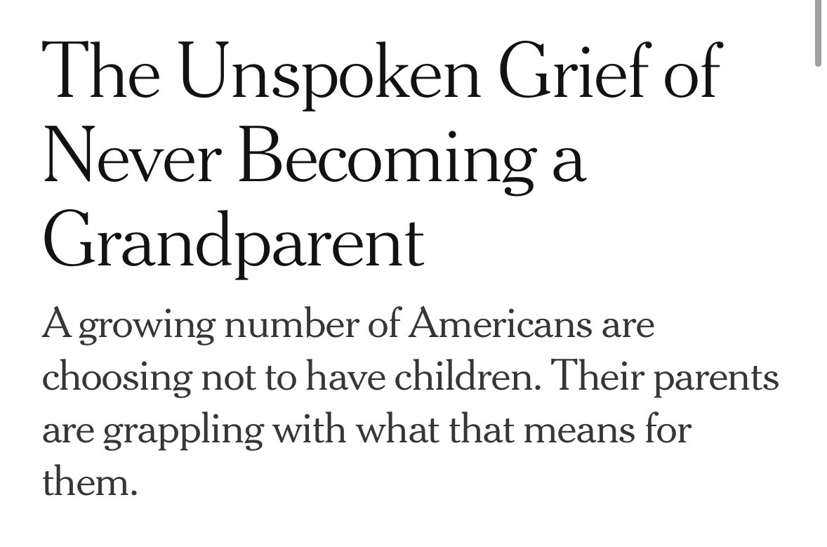 I stupidly clicked this NYTimes article and it sent me into a rage — I kept waiting for the reporter to ask the people interviewed what they’d done to make the world a place their children would want to bring children into