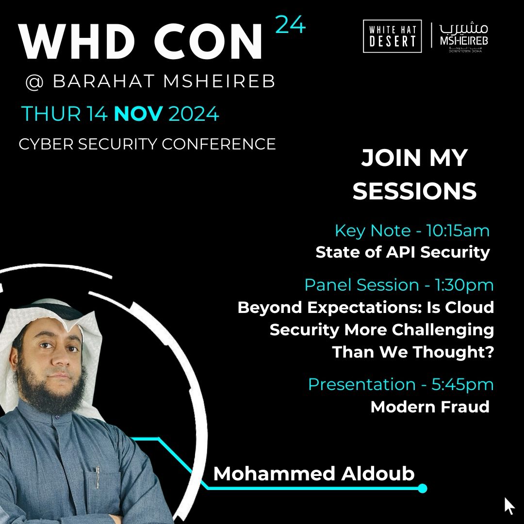 Mohammed Aldoub م.محمد الدوب (@voulnet) on Twitter photo سأشارك بإذن الله تعالى في مؤتمر <a href="/whitehatdesert/">whitehatdesert</a> يوم الخميس في الدوحة بقطر 🇶🇦، حيث سأقدم محاضرة الKeynote وجلسة نقاشية و محاضرة توعية. سأشارك بإذن الله تعالى في مؤتمر <a href="/whitehatdesert/">whitehatdesert</a> يوم الخميس في الدوحة بقطر 🇶🇦، حيث سأقدم محاضرة الKeynote وجلسة نقاشية و محاضرة توعية.