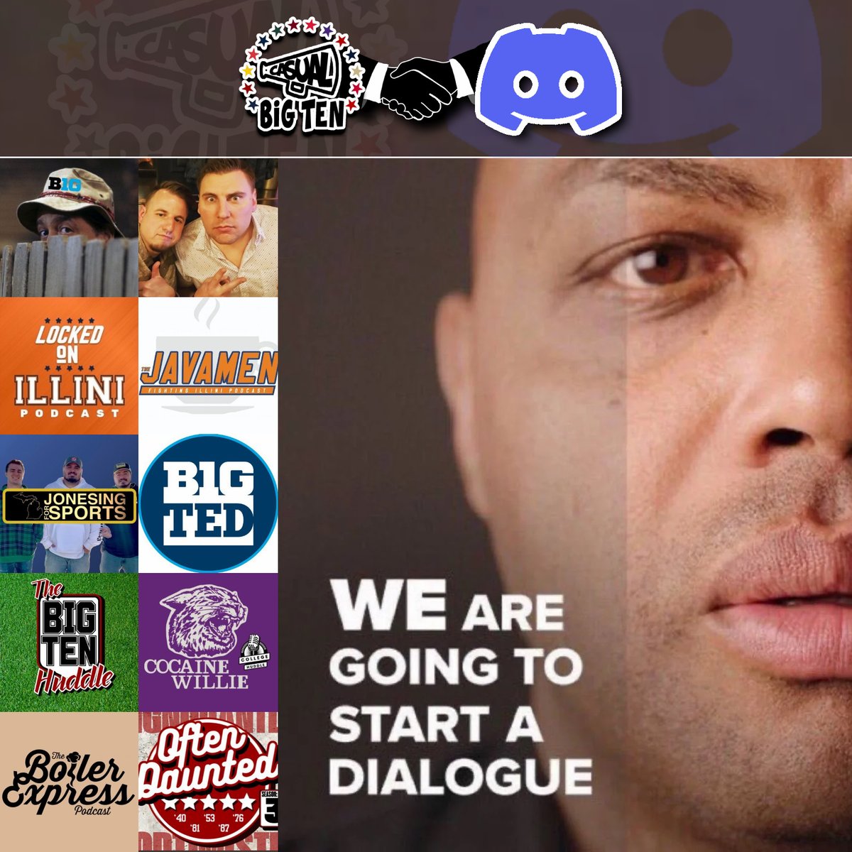 casualbigten's tweet photo. Excited to announce that Casual Big Ten is officially on Discord! 

Come join me and these awesome early members in a building a community that provides Big Ten football &amp; basketball updates, matchups, scores, gambling trends, and of course trash talk! 

https://t.co/kPj9vUqG9e https://t.co/WpO6I5cyh8