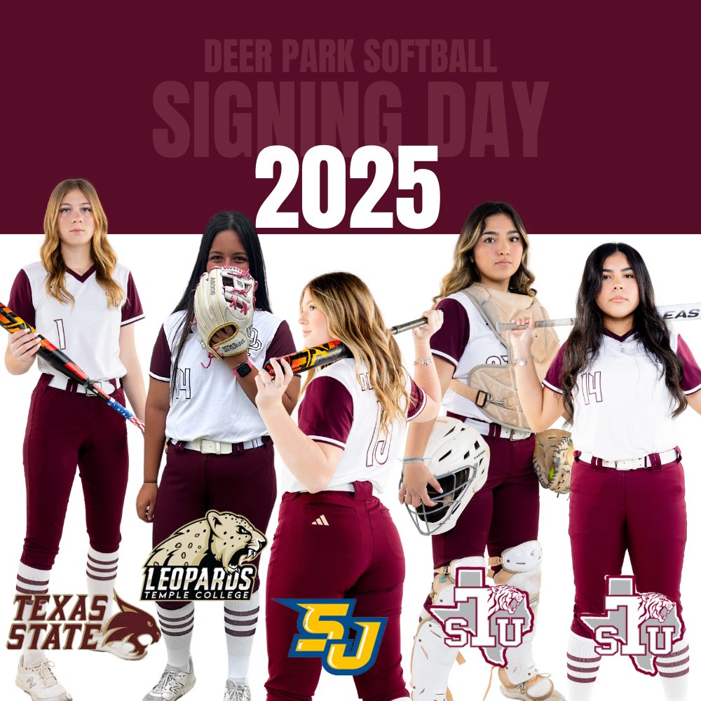 Join us to honor these five athletes during signing day tomorrow ✍️ 
 
Aleena Carrizales- Texas Southern University

Mia Montemayor- Texas Southern University 

Camryn Plocheck- Texas State University 

Madison Alvarado- Temple College 

Zoie Powell- San Jac 

#DPfamily