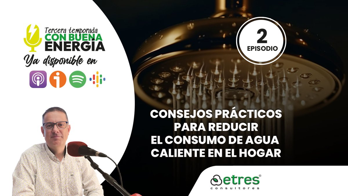 💧 El agua caliente puede representar hasta el 40% del consumo energético en el hogar. 🌍

En el nuevo episodio de nuestro podcast Con Buena Energía, te damos consejos para reducir el consumo y ahorrar en la factura. 💡

Escucha el episodio completo 🎧 👉 etresconsultores.com/consejos-pract…