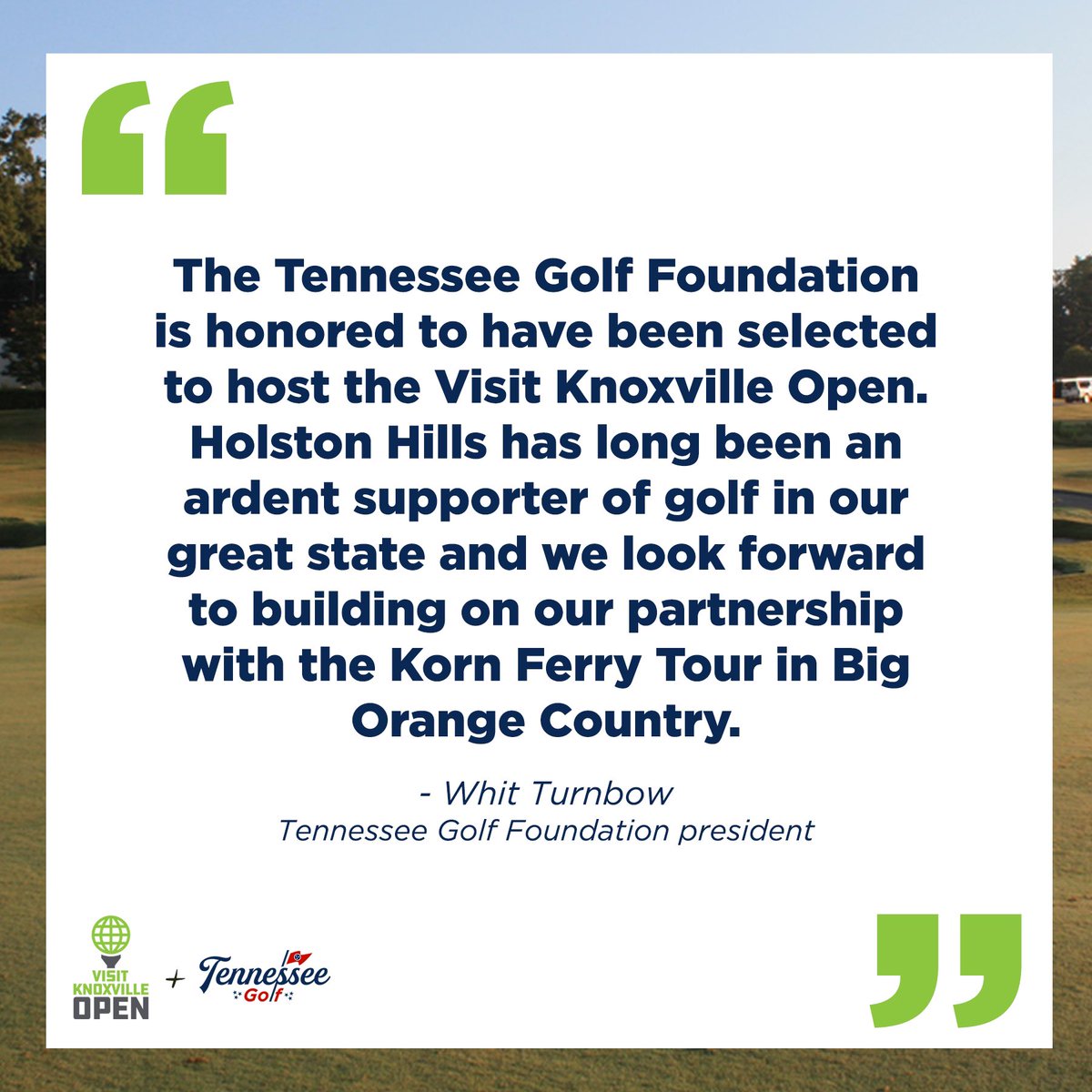 We are excited to announce that the Tennessee Golf Foundation will be the new tournament host of the @kornferrytour’s Visit Knoxville Open at <a href="/HolstonHillsCC/">Holston Hills CC</a>, beginning with the 2026 tournament.