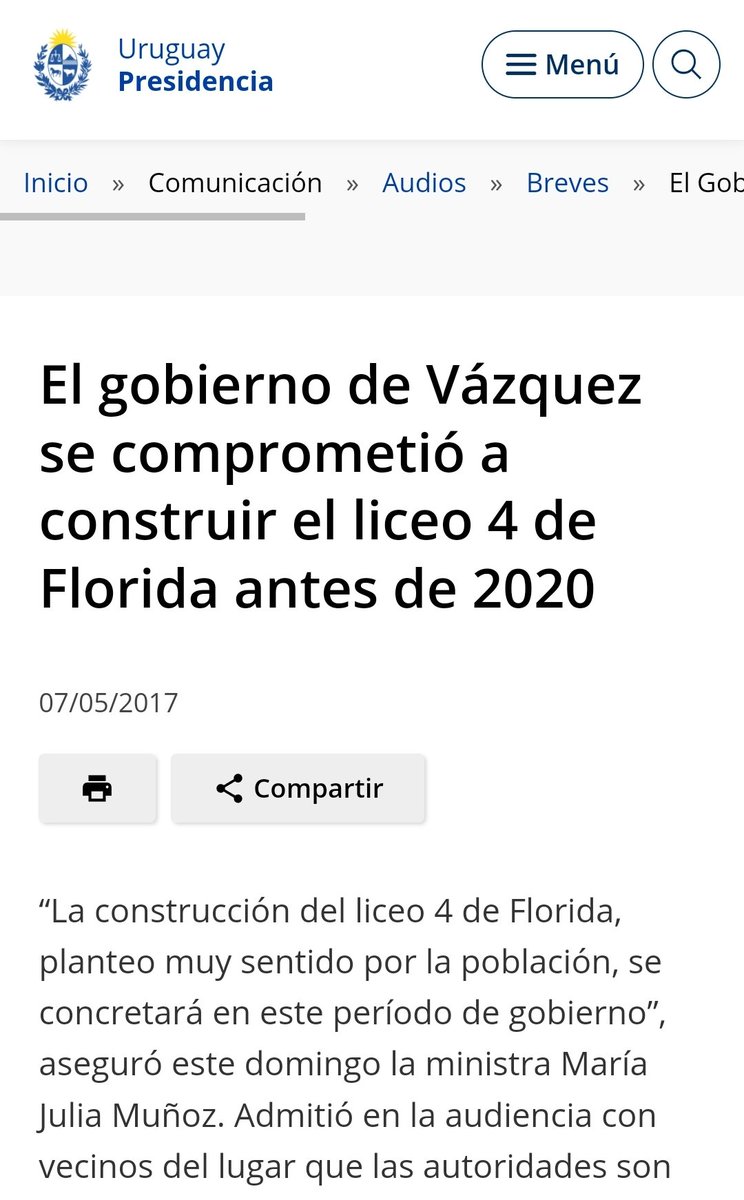 Este es el Predio  en Florida donde el FA Tabaré Vazquez y Ma Julia Muñoz se comprometieron  7/5/2017 a construir el Liceo 4, NO LO HICIERON NUNCA, MINTIERON. 

HECHOS NO BLA BLA, HOY EL GOBIERNO DE <a href="/LuisLacallePou/">Luis Lacalle Pou</a> UTU ESTA CONSTRUYENDO LA ESCUELA TÉCNICA II DE FLORIDA.