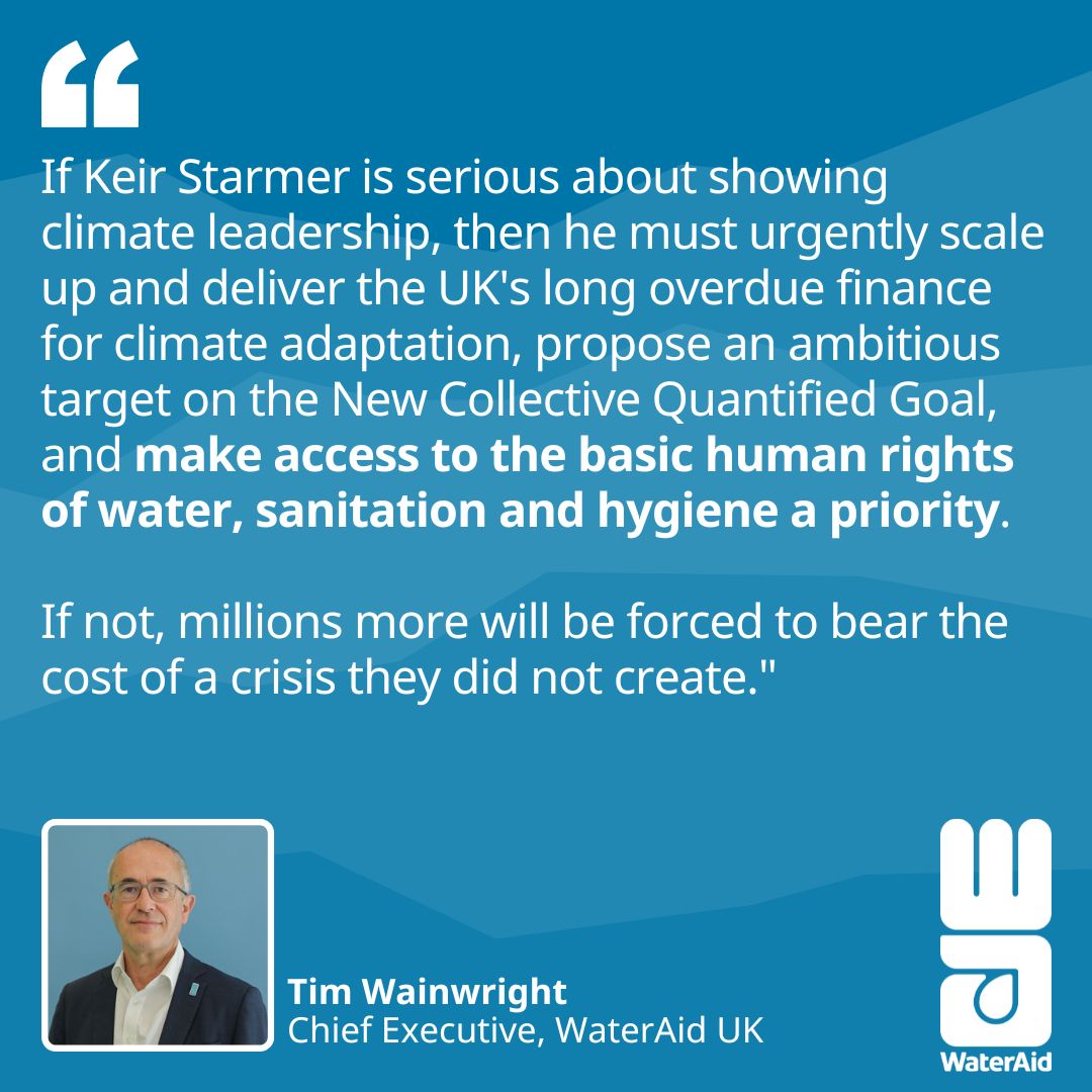 WaterAid UK's Chief Executive <a href="/WainwrightTim/">Tim Wainwright</a> responds to the Prime Minister's #Cop29 pledges. 

Get in touch for expert interviews. 📩