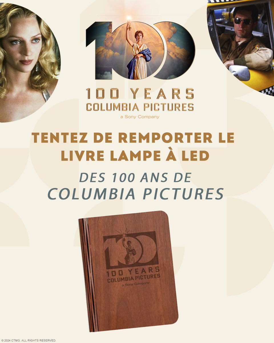 SonyPicsHomeFr's tweet image. [CONCOURS] Les 100 ans de Columbia Pictures continuent ! Tentez de remporter un livre lampe à led designé pour l'occasion.
Pour cela :
👉 RT + Follow @SPHEFR 
Concours valable uniquement en France Métropolitaine. TAS le 21/11. #ColumbiaPictures100