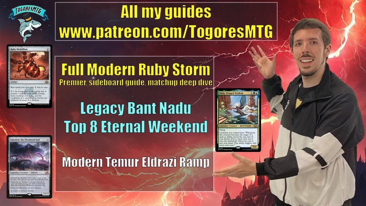 🎉120 play points giveaway time🎉
I'm giving away 3x MTGO play points out on my stream the 14th to 3 people who retweet this.

Yoy can also check my Patre*n if your interested in any of my guides. Being the Nadu one 🔝 going into Eternal Weekend.

Patre*n link in my profile 📌